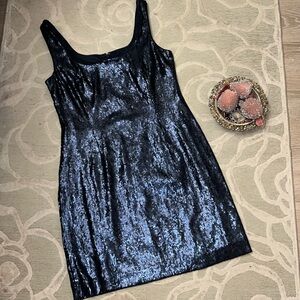 NWT🌷L’WREN SCOTT COLLECTION BANANA REPUBLIC🌷Navy blue sequin sleeveless sheath